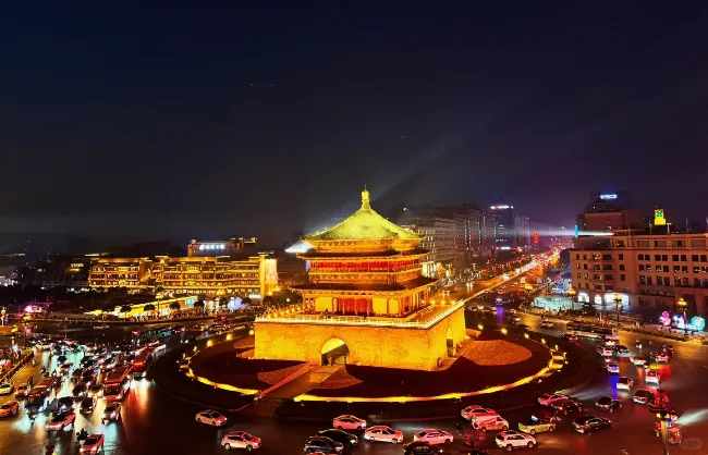 Nightscape around Xi'an Bell Tower