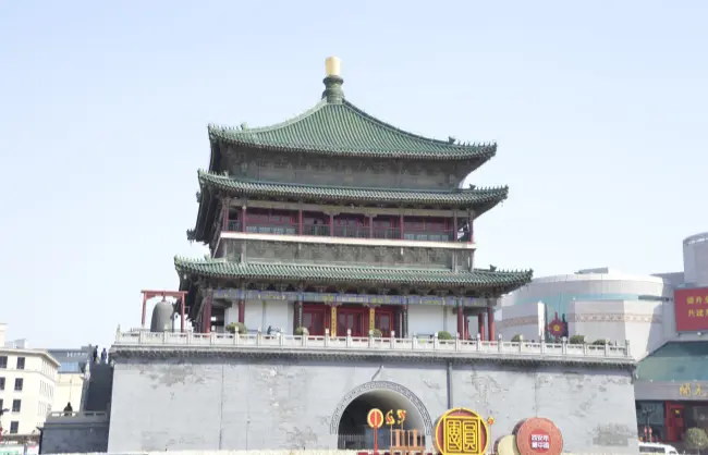 Full view of Xian Bell Tower in day time 